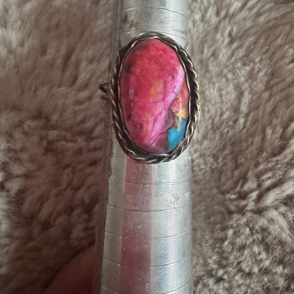 Pink and Blue Stone Ring